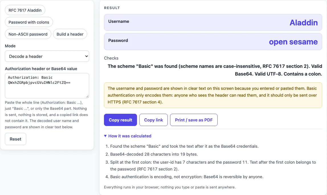 Basic auth decode example