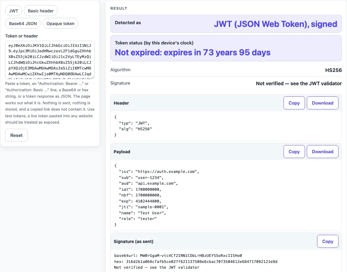 Decode token example