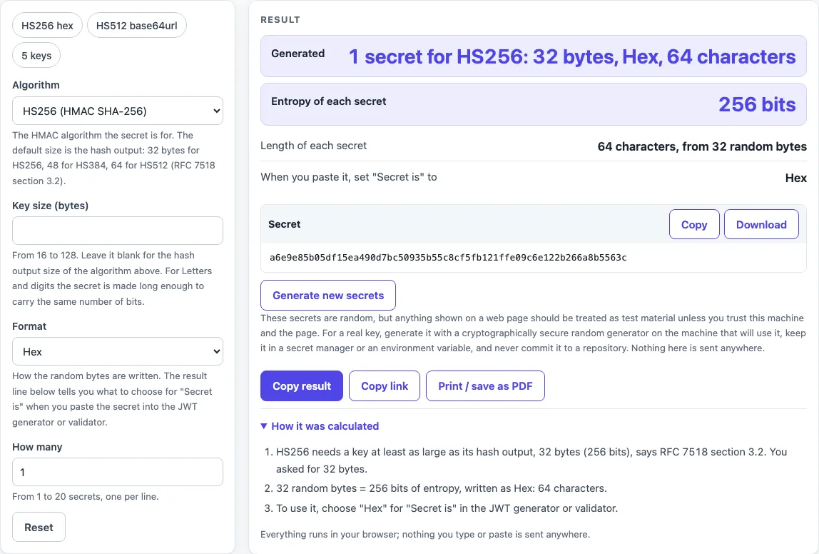 Jwt secret generator example