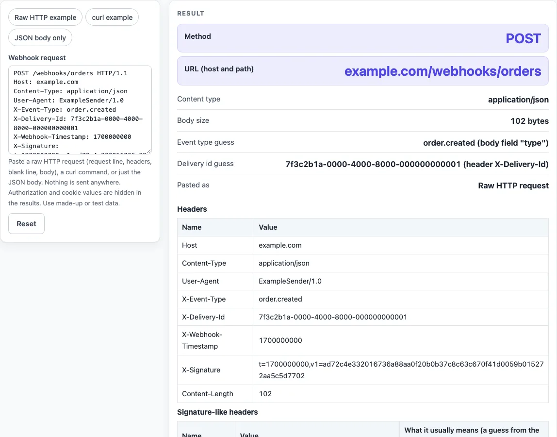 What is a webhook example